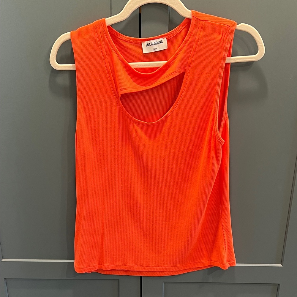 Evereve LNA Clothing Vincente Ribbed Tank in Summercoral